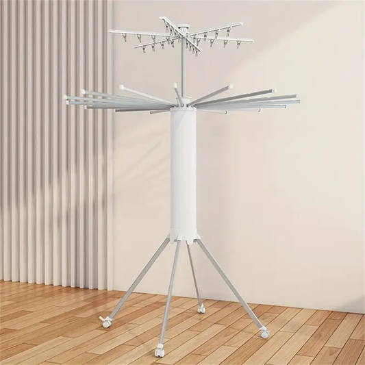 Foldable 360° Rotating Clothes Drying Stand | Aluminum Tripod Laundry Rack